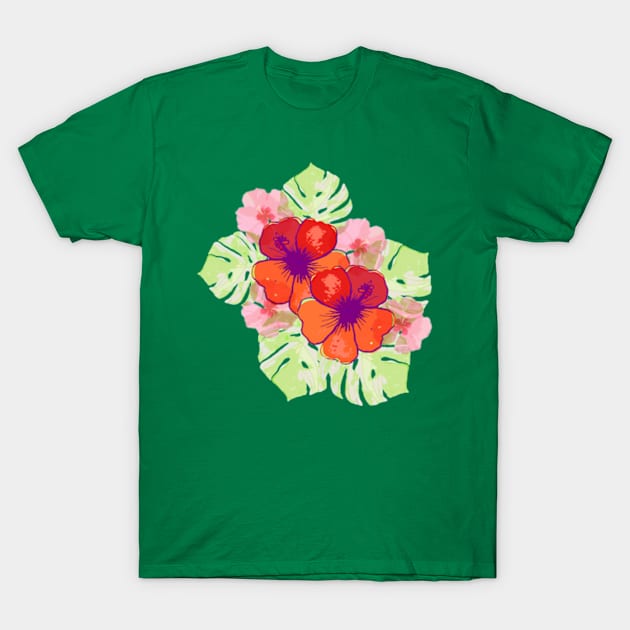 Hibiscus Flowers collage T-Shirt by RanitasArt